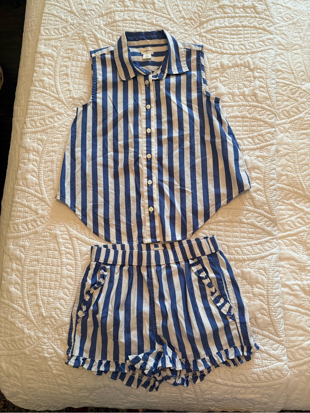 Crewcuts Blue and White Striped Button-Front Top